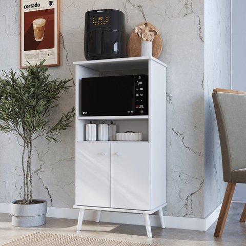 Balcao para Forno e Micro-Ondas 2 Portas Cozinha Branco
