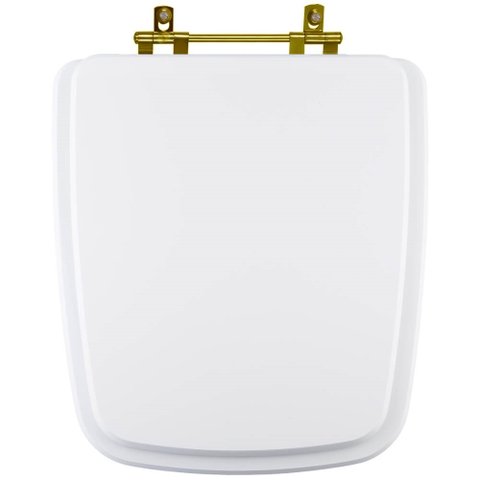 Assento Sanitário Poliester Boss Branco Para Vaso Incepa Com Ferragem Dourada