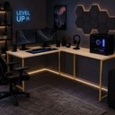 Ver imagem 2 de Mesa em L sem Prateleira Orion em MDF Estilo Industrial Klm Store