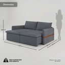 Ver imagem 3 de Sofá Cama Retrátil Renno D28 com Detalhe em Couro:Suede Grafite/220cm