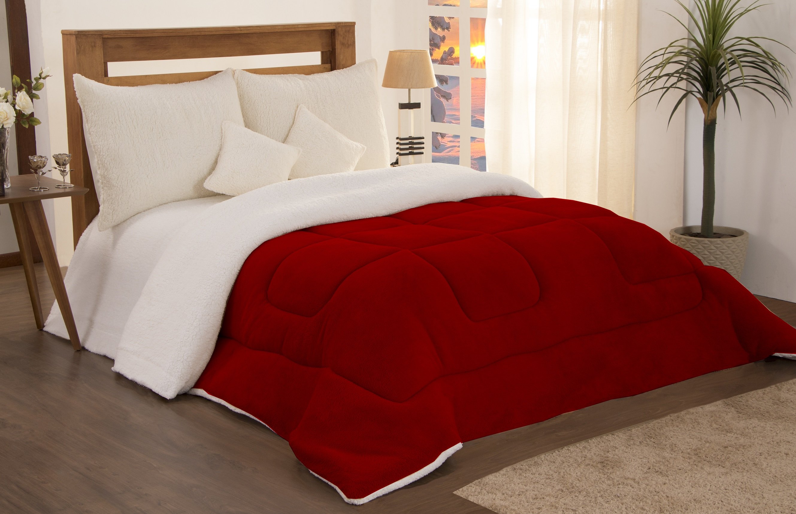 Coberdrom King Sherpa C/ Soft Vermelho