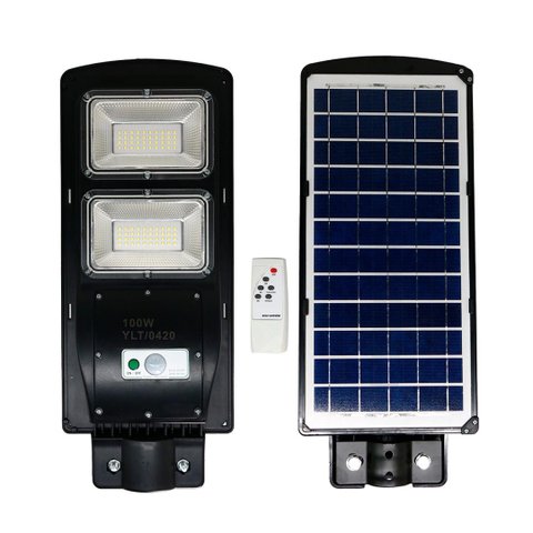 Luminária Pública 100w Led Solar Poste Sensor e Fotocelula Branco Frio Ip66
