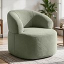 Ver imagem 1 de Poltrona Giratória Orgânica para Sala de Estar Living Helena L02 Bouclê Oliva - Lyam Decor