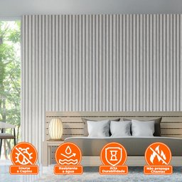 Kit 10 Painel Ripado Pvc Madeira Travertino Cinza 2,9m X 16cm - 6