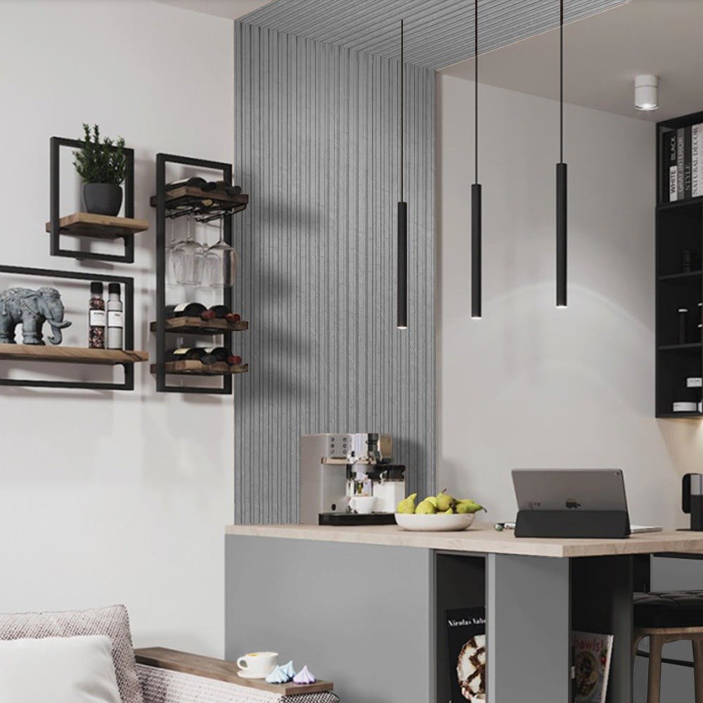 Kit 10 Painel Ripado Pvc Madeira Travertino Cinza 2,9m X 16cm - 2