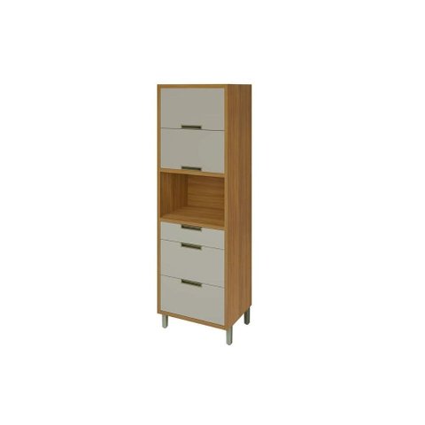 Módulo Cozinha Nesher Imperatriz Paneleiro Torre Quente 1forno C/2ptas e 3gavs 70cm Freijo/off