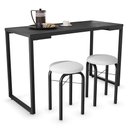 Ver imagem 3 de Conjunto Mesa de Cozinha Prattica Industrial 120cm com 2 Banquetas F02 Preto/Branco - Mpozenato
