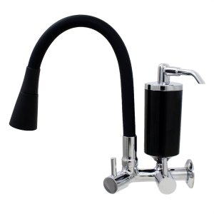 Torneira de Cozinha Preto Gourmet Parede com Filtro Inox Flexível bico Arejador Duplo Jato