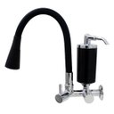 Ver imagem 1 de Torneira de Cozinha Preto Gourmet Parede com Filtro Inox Flexível bico Arejador Duplo Jato