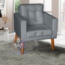 Ver imagem 1 de Sofá/poltrona/cadeira Decorativa Glamour Dubai com Pés em Madeira Cinza
