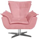 Ver imagem 2 de Kit 2 Poltronas Decorativas Base Giratória Cromada Charger Suede Rosê - Gran Belo