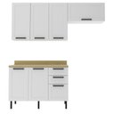 Ver imagem 2 de Cozinha Compacta Modulada 3 Peças MDF Linha Grazi Branco/Carvalho Tropical
