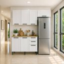 Ver imagem 1 de Cozinha Compacta Modulada 3 Peças MDF Linha Grazi Branco/Carvalho Tropical
