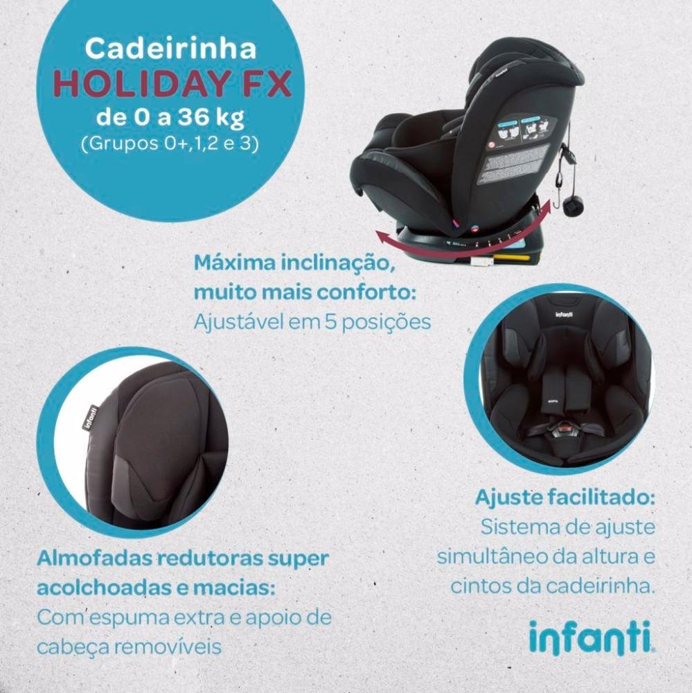 Cadeirinha de Carro Holiday FX com Isofix Infanti 0 a 36kg Black Intense - 3