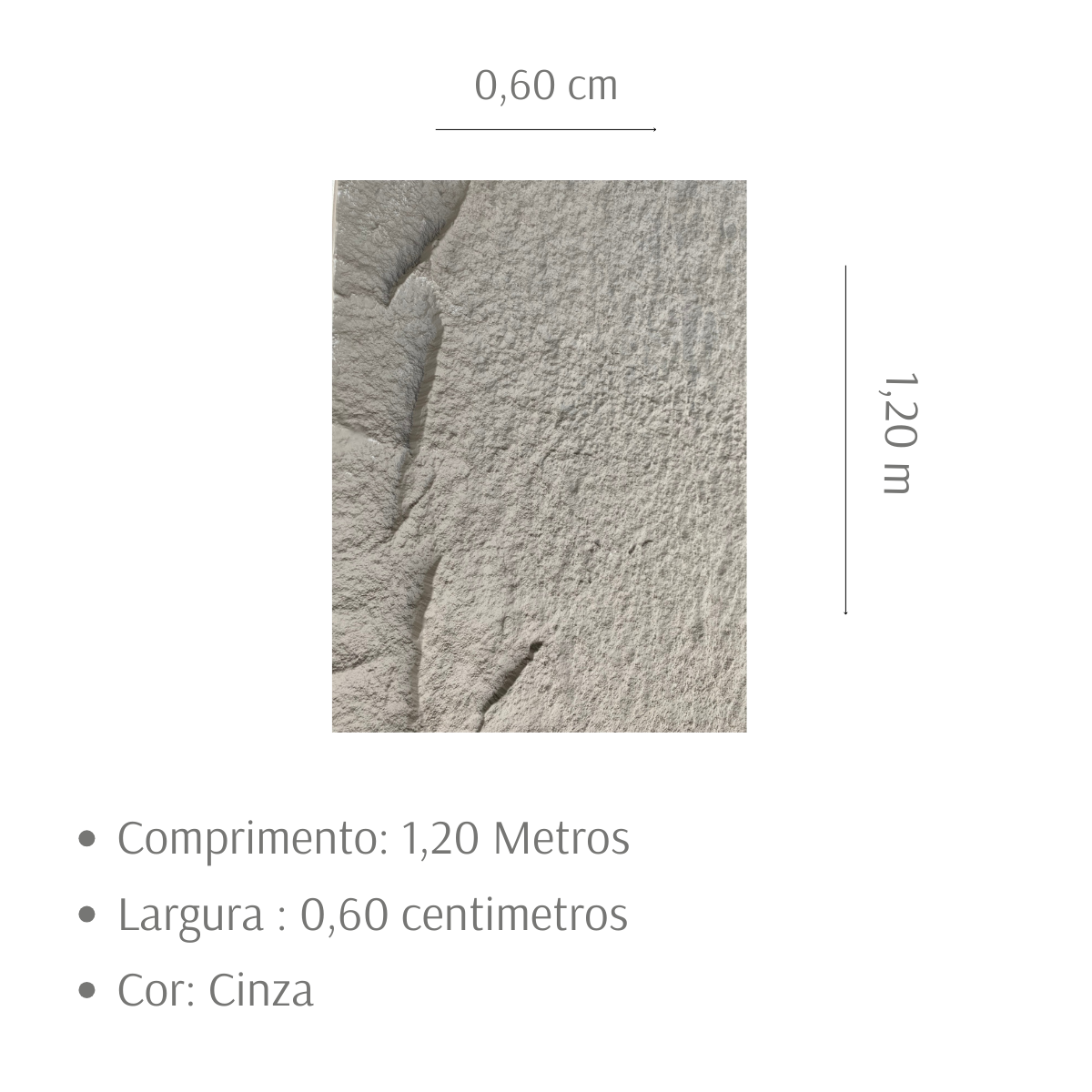 Kit 8 Placas Paineis Pedra Parede Impermeável Cimenticia Relevo Impermeavel Cinza 1,20mx0,60m 3d - 2