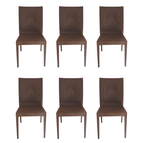 Cadeira Rattan Marrom Top Chairs - Kit com 6