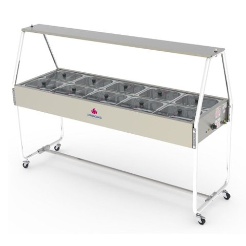 Buffet Térmico 10 Cubas Progás Tampas de Vidro Prb-10gn 127v