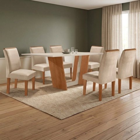 Conjunto Mesa de Jantar 6 Cadeiras 160cm Retangular