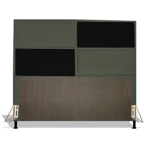 Cabeceira Estofada 140cm Cama Box Casal Suede Cinza Suede Preto