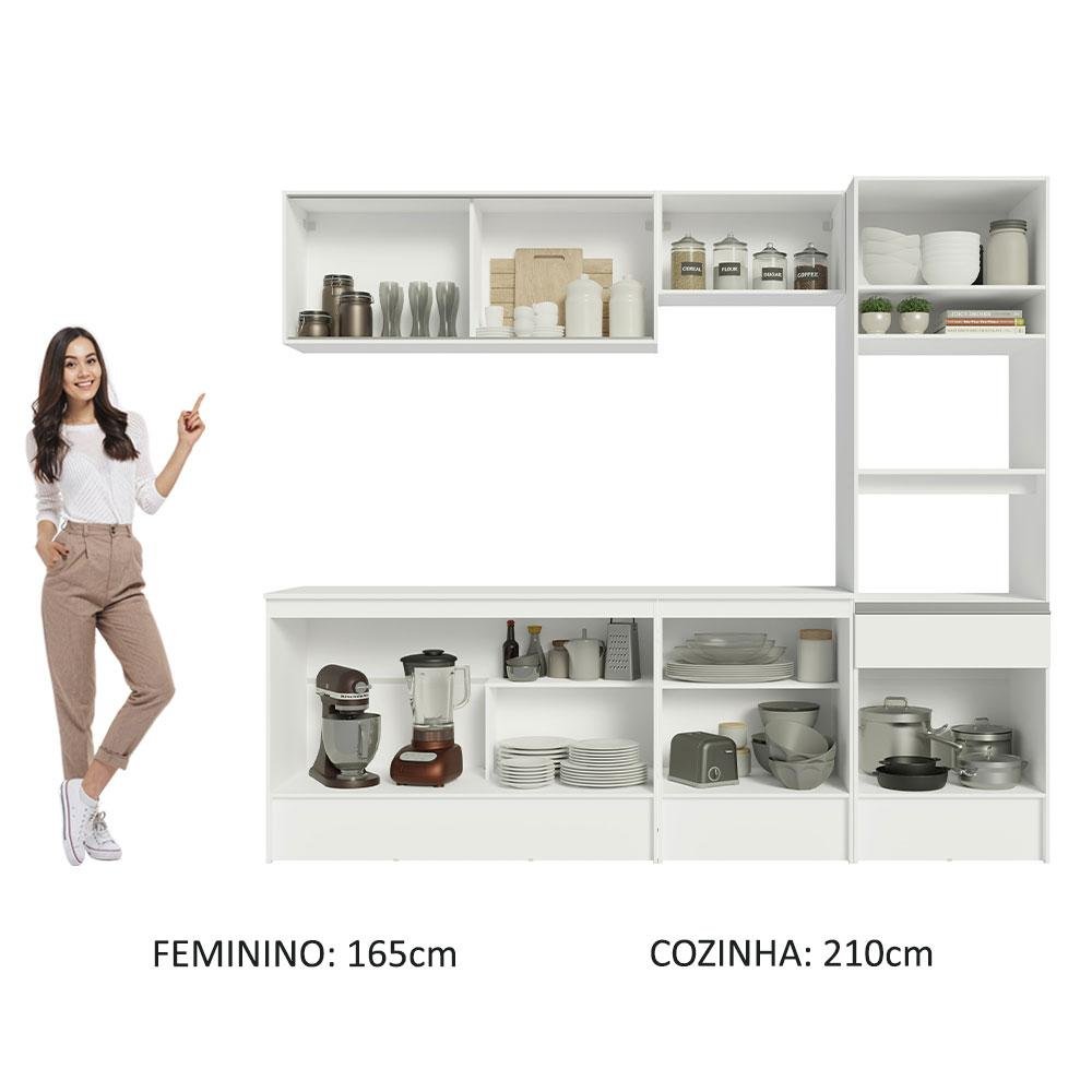 Armário de Cozinha Completa 240cm Branco Topazio Madesa 05 - 7