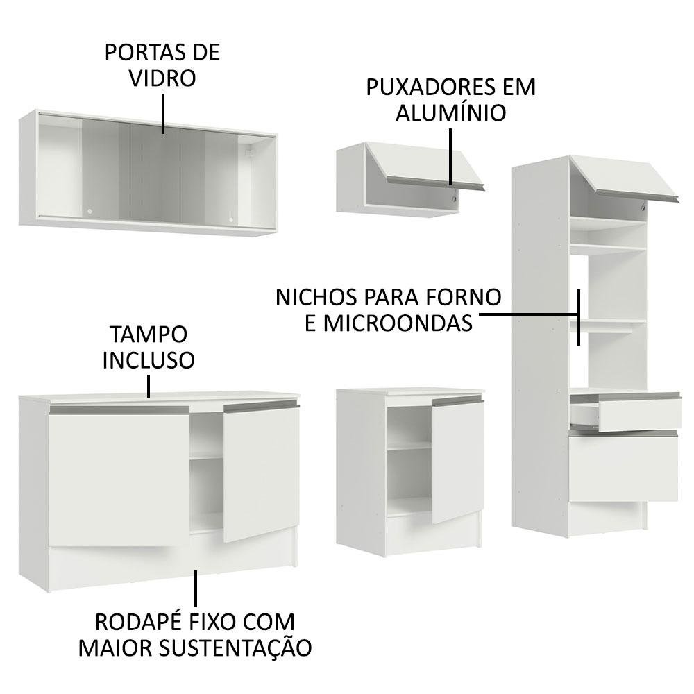 Armário de Cozinha Completa 240cm Branco Topazio Madesa 05 - 5