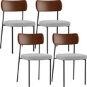 Ver imagem 1 de Kit 04 Cadeiras para Sala de Jantar Melina L02 Couríssimo Marrom Linho Cinza - Lyam Decor