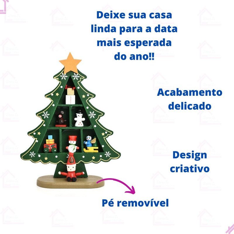 Árvore de Natal Mini em Madeira Enfeite de Mesa Natalino Decoração - 2