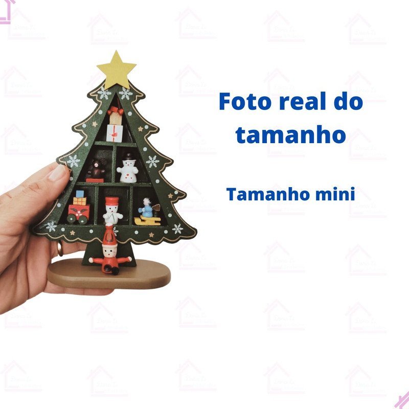 Árvore de Natal Mini em Madeira Enfeite de Mesa Natalino Decoração - 4