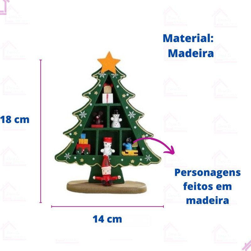 Árvore de Natal Mini em Madeira Enfeite de Mesa Natalino Decoração - 3