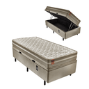 Ver imagem 1 de Cama Box Bau com Colchão Solteiro Molas Max Force Pérola Bege 88x188 Fortezza Colchões