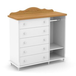 Dormitório Infantil Provence New Guarda Roupa, Cômoda Slim e Berço Branco Soft/Freijó com Colchão - - 5 Dormitório Infantil Provence New Guarda Roupa, Cômoda Slim e Berço Branco Soft/Freijó com Colchão - - 5