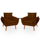Ver imagem 1 de Kit 2 Poltrona Opala Marrom Suede Decorativa para Sala Escritório Biselos-Decor