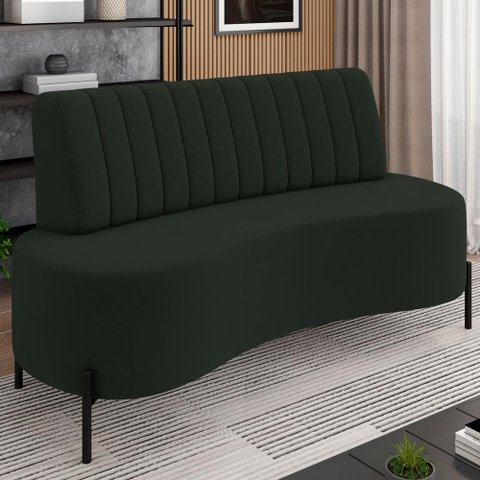 Sofá Chaise 2 Lugares Sala Living 160cm Pés Industrial Cayman K01 Veludo Verde - Lyam Decor