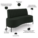 Ver imagem 4 de Sofá Chaise 2 Lugares Sala Living 160cm Pés Industrial Cayman K01 Veludo Verde - Lyam Decor