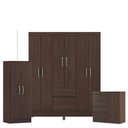 Ver imagem 1 de Guarda Roupa Casal Flash 2 com Multiuso Viena com Cômoda Montividéu Café - Demóbile