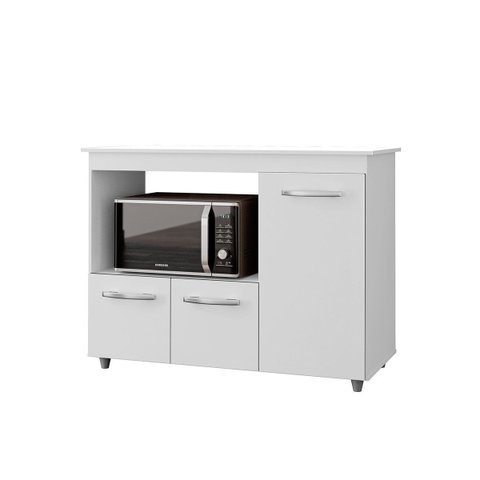 Balcão Multiuso para Cozinha Micro-ondas 3 Portas Lina Branco