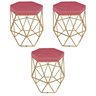 Kit 3 Puff Puf Banqueta Decorativo Para Sala De Estar Confortável Hexagonal Suede Rosê - 1