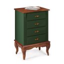 Ver imagem 1 de Mesa de Cabeceira 4 Gavetas Pés Luiz Xv Hannover 60817 - Verde Musgo/imbuia Glazer