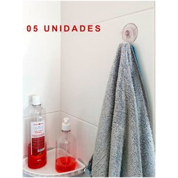 Kit 05 Gancho Cabide Com Ventosa Reforçado Pvc Resistente - 1