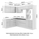 Ver imagem 4 de Armário de Cozinha Completa de Canto 100% MDF 419cm Frentes Branco Brilho Acordes Madesa 03