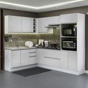 Ver imagem 1 de Armário de Cozinha Completa de Canto 100% MDF 419cm Frentes Branco Brilho Acordes Madesa 03
