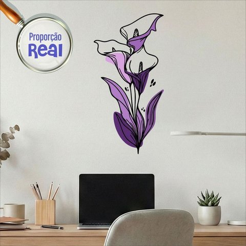 Adesivo Floral Boho Roxo Estilo Nórdico 30x60 Minimalista Mod.04