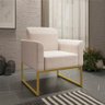 Poltrona Marisa Linho Areia A27 Base Industrial Metálica Dourado - D’Rossi - 2