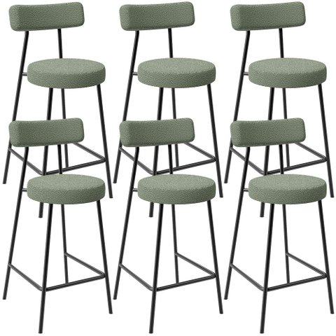 Kit 06 Banquetas Baixa para Cozinha Sala de Jantar Bar Bancada Milão L02 Bouclê Oliva - lyam decor L
