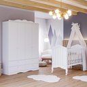 Ver imagem 2 de Jogo de Quarto Infantil Guarda Roupa Encanto e Berço Harmonia Branco - Permóbili Baby