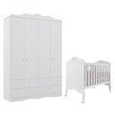 Ver imagem 1 de Jogo de Quarto Infantil Guarda Roupa Encanto e Berço Harmonia Branco - Permóbili Baby