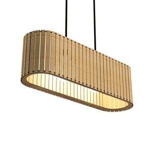 Luminária Pendente Antares Modelo Ripado -:mdf Cru