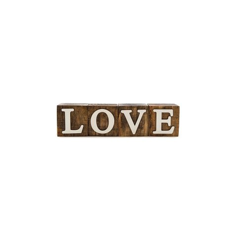 Palavra Love em Madeira 6x6x6 Cm