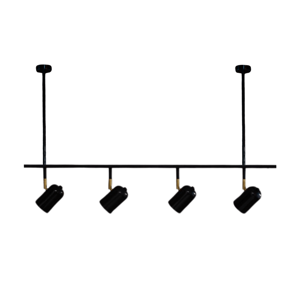 Trilho de Teto com 4 Spots Direcionáveis Ewa e com Extensor 1m Preto