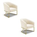 Ver imagem 2 de Poltrona Sala Decorativa Kit 2 Stella Base Industrial Dourado Veludo D03 - D'Rossi